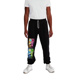 The Starry Night - La Nuit étoilée oil-on-canvas post-impressionist landscape masterpiece painting in alternate four-color collage gold, pink, blue, and green by Vincent van Gogh Sweatpants