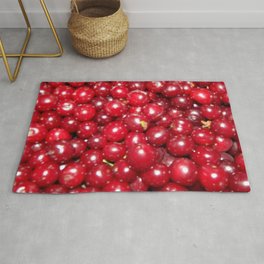 Vintage cherry harvested in a vegetable garden in a saucepan Rug