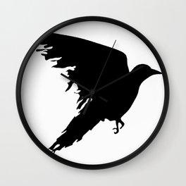 Ragged Raven Silhouette Wall Clock | Raven, Mythological, Blacl, Ragged, Black And White, Acrylic, Crow, Omen, Distressed, Bird 