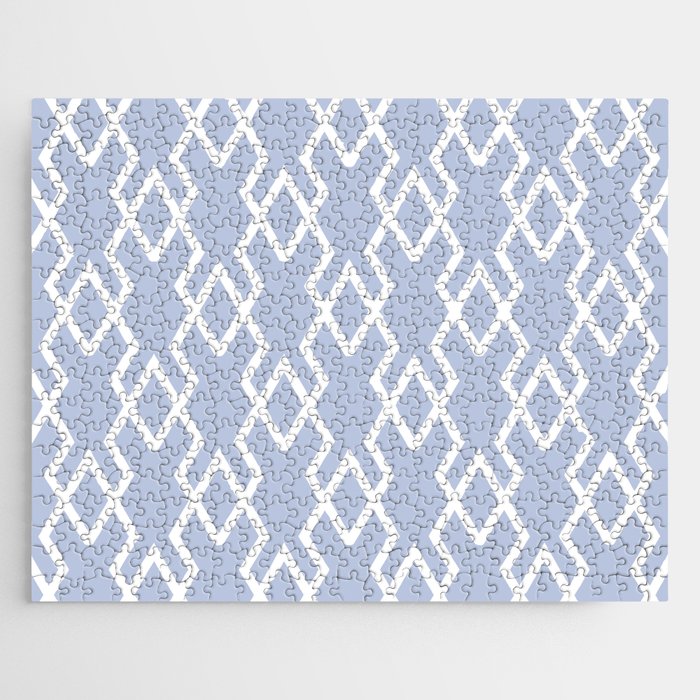 Pastel Blue and White Tessellation Line Pattern 19 Pairs DE 2022 Trending Color Prim Blue DE5898 Jigsaw Puzzle