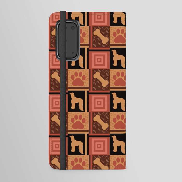 Afghan Hound Puppy Dog Pattern, Pink Brown Black Android Wallet Case