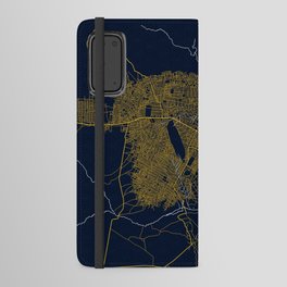Mbuji-Mayi City Map of DR Congo - Gold Art Deco Android Wallet Case