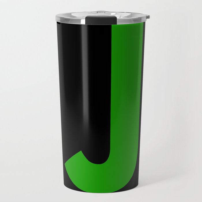 Letter J (Green & Black) Travel Mug