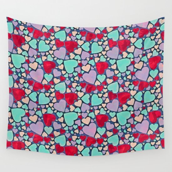 Sweet hearts mosaic pattern Wall Tapestry