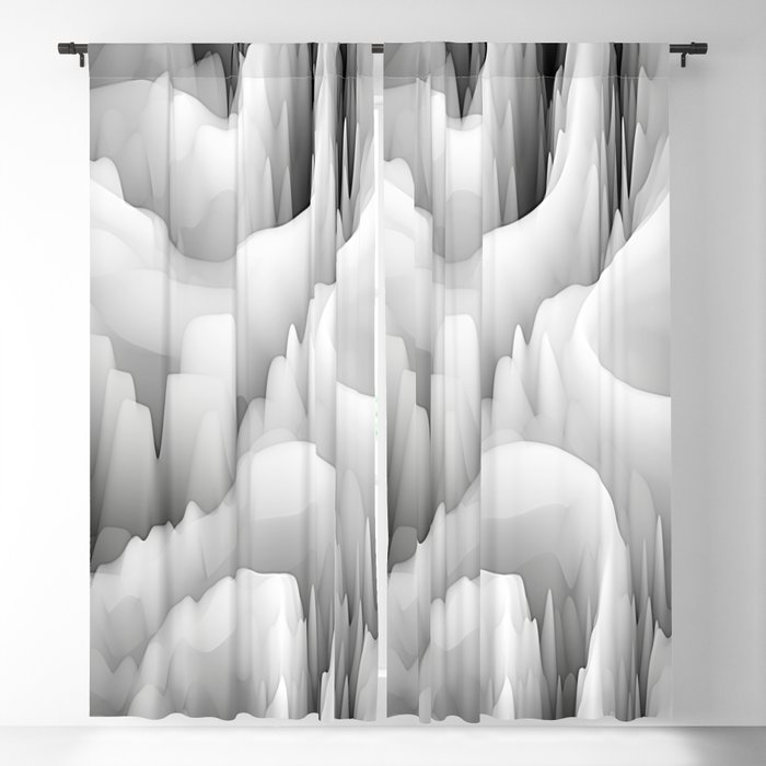art abstract fractal wave blurred monochrome background in black, grey and white colors; seamless pattern; 3d effect Blackout Curtain