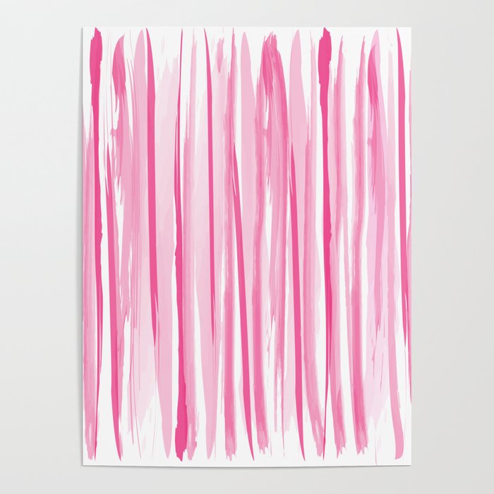 Pink watercolor stripes pattern Poster