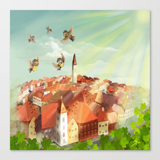 Sunny town Canvas Print