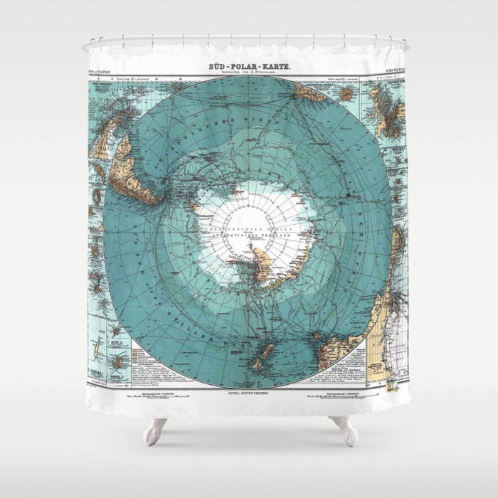 Antarctica Vintage map Shower Curtain