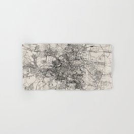 Lviv, Ukraine - Black and White City Map Hand & Bath Towel