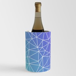 Teal to Melrose Abstract Geometric Wireframe Pattern Design Wine Chiller