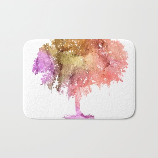 Watercolor tree painting Bath Mat
