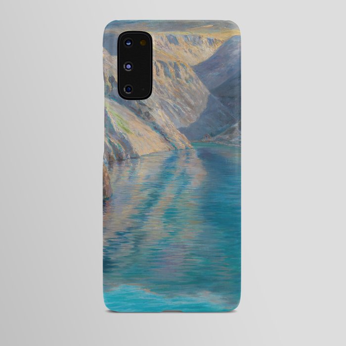 Žrnovnica lake and river, alpine mountain sapphire blue lake landscape painting Menci Clement Crnčić Android Case