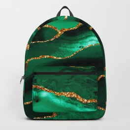 Abstract Green And Gold Emerald Marble Landscape  Backpack