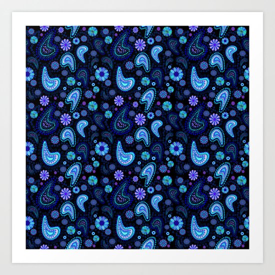 Paisley Power (Black Background) Art Print