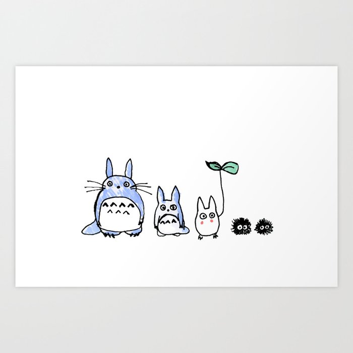 Totoro And Friends Drawing Art Print By Myleskatherine Society6