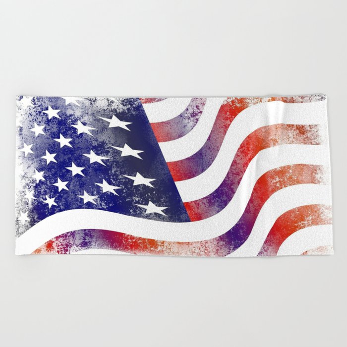 American Flag Grunge Beach Towel