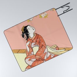 Cherry Blossoms Picnic Blanket | Ancientart, Woman, Japaneseprint, Painting, Asianwoman, Cherryblossoms, Digitizedwoodblock, Kimono 