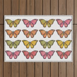 Monarch Butterfly Collection - Fall Orange and Red Outdoor Rug