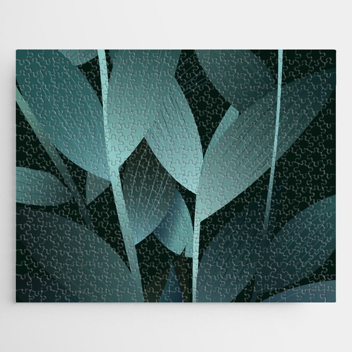 Leafy - Dark Leaf Minimalistic Art Design  Jigsaw Puzzle