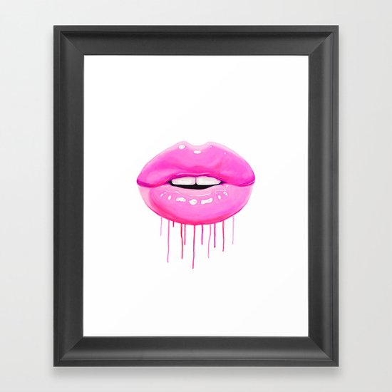 Pink lips Framed Art Print