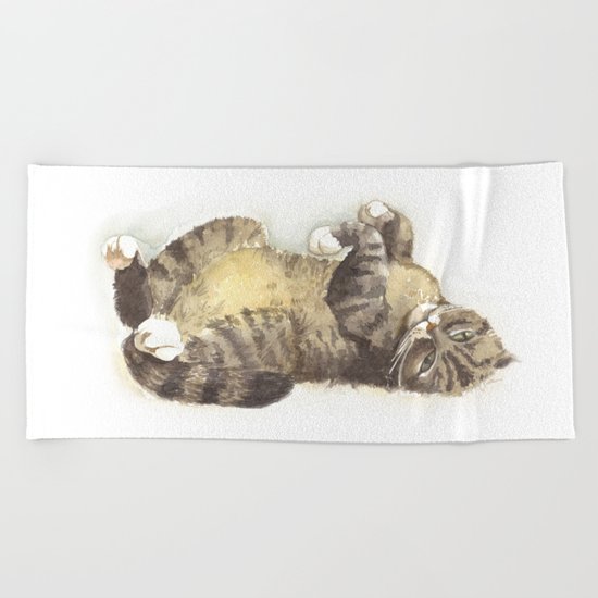 Tabby cat Beach Towel