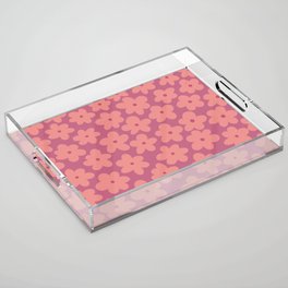 Pink Sea of Flower Power  Acrylic Tray