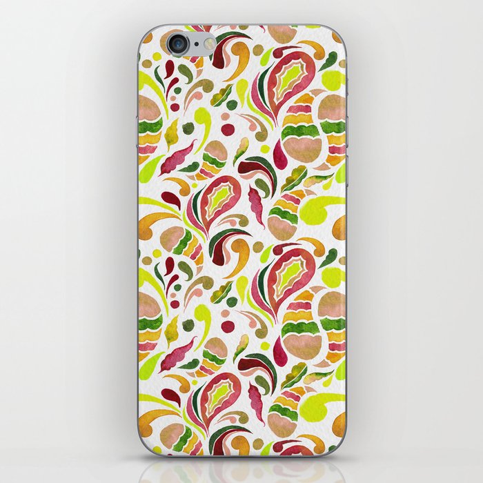 Paisley Blast - Lime & Red Palette  iPhone Skin