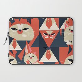 Cat Lover Gift | Grumpy Grey Kitten Abstract Cat Pattern Laptop Sleeve
