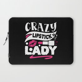 Crazy Lipstick Lady Funny Beauty Quote Laptop Sleeve