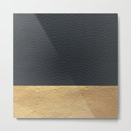 Color Blocked Gold & Leather Metal Print | Gold, Style, Dark, Collage, Colorblocking, Bold, Leather, Fabric, Edgy, Trend 