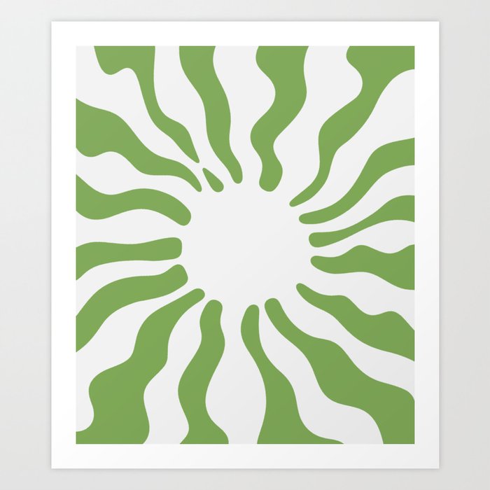 Sun Rays \\ Grass Green & Milk White Color Palette Art Print
