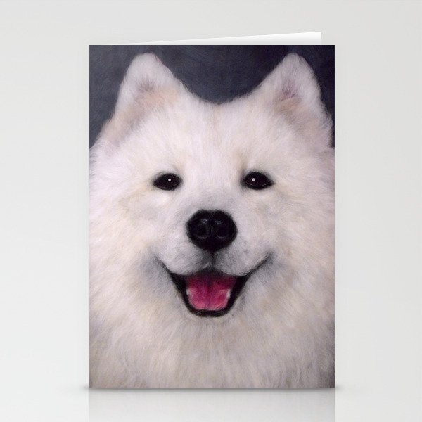 Cute Samoyed dog wool portrait Stationery Cards