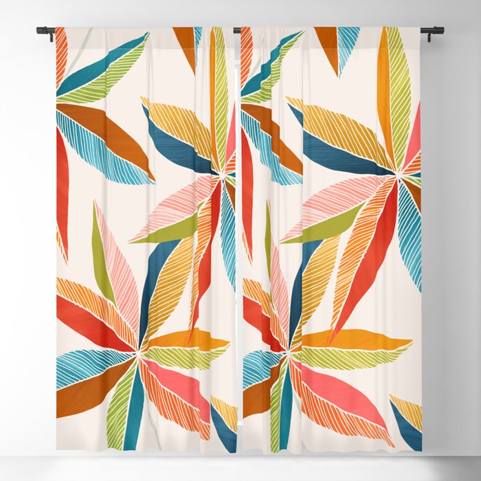Multicolorful Leaf Design Blackout Curtain
