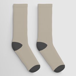 Neutral Beige Solid Color - Patternless Pairs Pantone 2022 Popular Shade Plaza Taupe 16-1105 Socks