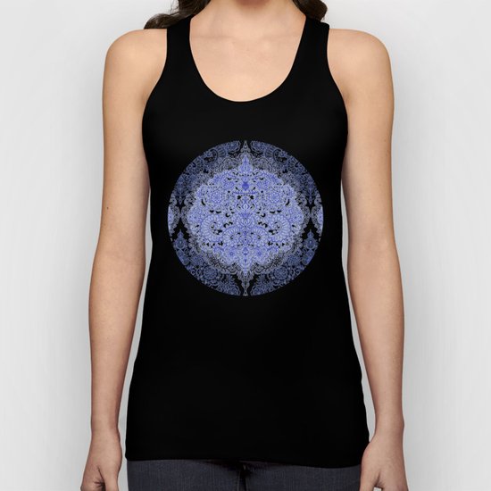 Happy Place Doodle in Cornflower Blue, White & Grey Unisex Tank Top