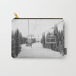 "Ski Lift" Deep Snow Season Pass Dreams Snowy Winter Mountains Landscape Photography Carry-All Pouch | Black And White B W, Vibes Decor Design, Photo, Steamboat Tapestry, Whiteout Deep Chair, Mountain Mountains, Inverted Darkness, Landscape Trending, Snowboard Lift Lifts, Resort Vibe Heavenly 