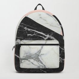 Black and White Marble with Pantone Pale Dogwood Backpack