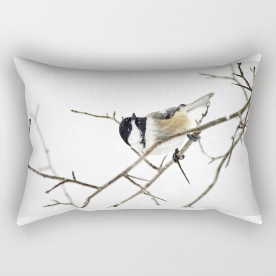 Snowy Chickadee Rectangular Pillow
