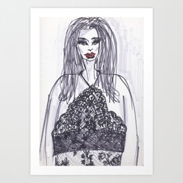 Red Art Print | Love, Illustration, People, Black and White 