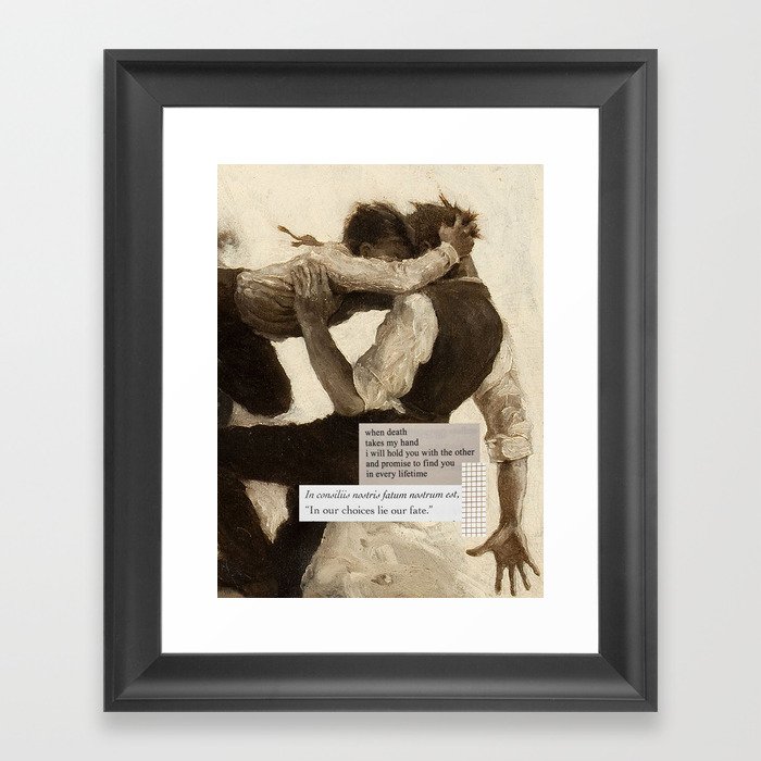 Dark Academia | Romance - In Our Choices Lie Our Fate | Poetry Study Painting Love Death Aesthetic Framed Art Print