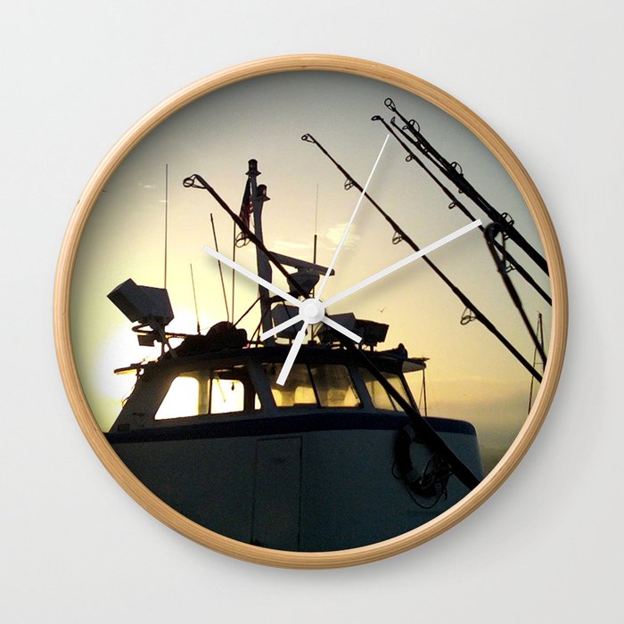 Fishing At Dawn Wall Clock