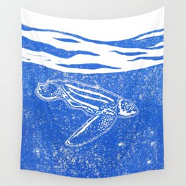 Under the surface, a diving leatherback Wall Tapestry