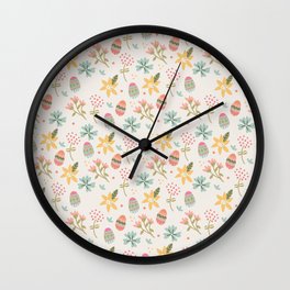 Easter Eggs And Floral Art Design Wall Clock