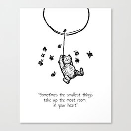 winnie baby nursery art pooh and bees balloon heart quote  Canvas Print