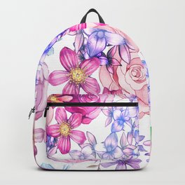 Pink trendy modern watercolor floral pattern Backpack