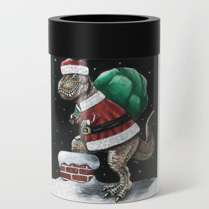 Santasaurus - Christmas T Rex dinosaur Can Cooler