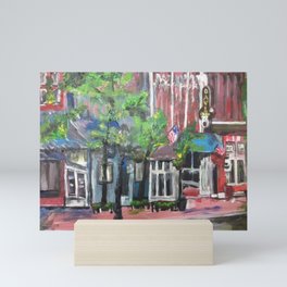 "Downtown Willoughby, Ohio" painting by Willowcatdesigns Mini Art Print