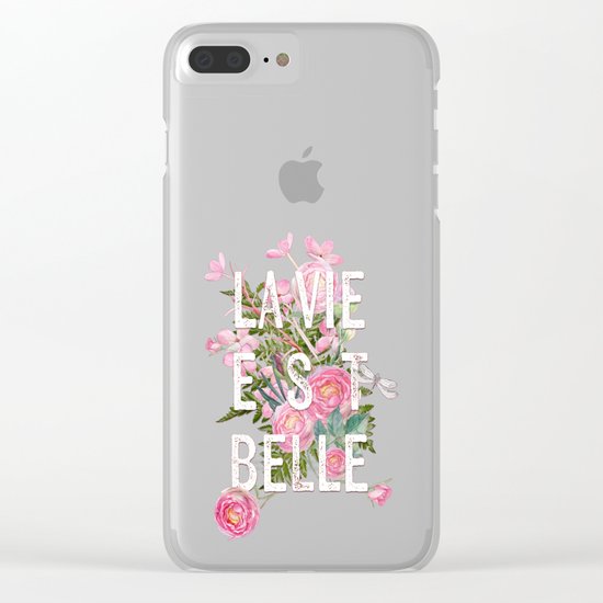 LAVIE EST BELLE - Watercolor - Pink flowers roses - rose flower Clear iPhone Case