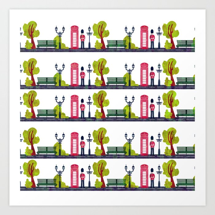 Phone Booth and Guard Pattern Art Print