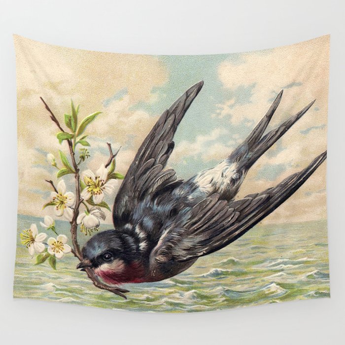 Vintage Ocean Swallow Art Print by Vintage Birds | Society6